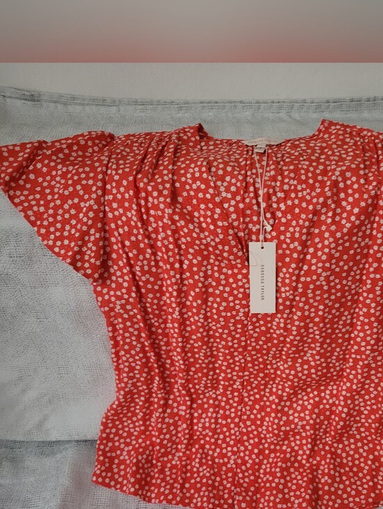 Rebecca Taylor Tops - Rebecca Taylor Malia  Red Floral Blouse size 6 new